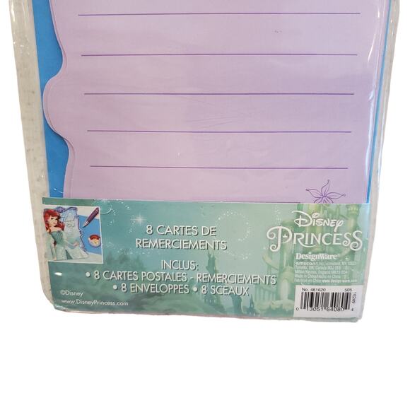 Disney Princess Little Mermaid Thank You Cards Envelopes Mermaid Stickers 8 Pack - Picture 6 of 7